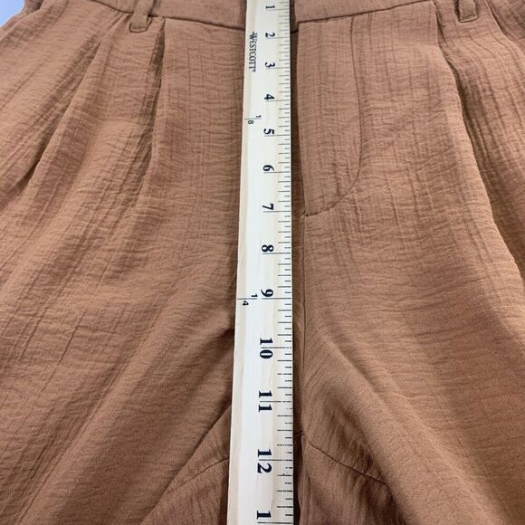 A New Day Crepe Trouser High Waist Wide Leg Rayon Pleated Front Brown Womens 6 - Picture 13 of 15
